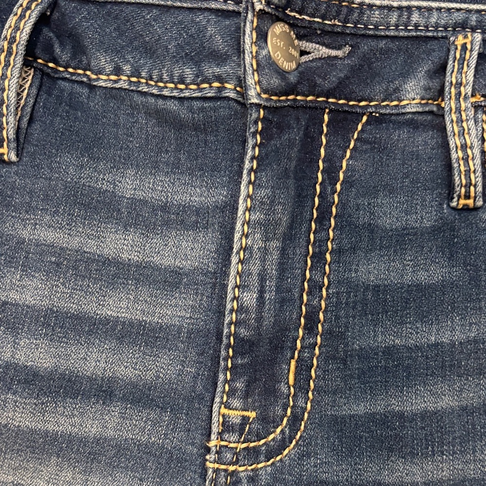 Miss Me Blue Jean Shorts with Button Accents - Picture 3 of 11